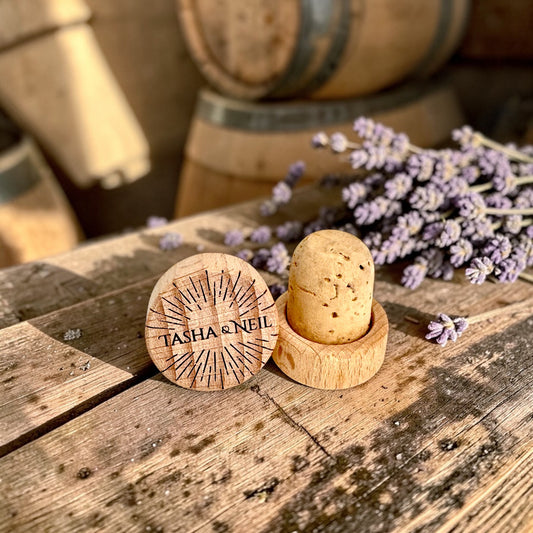 Wedding Wine Stopper - Name Burst