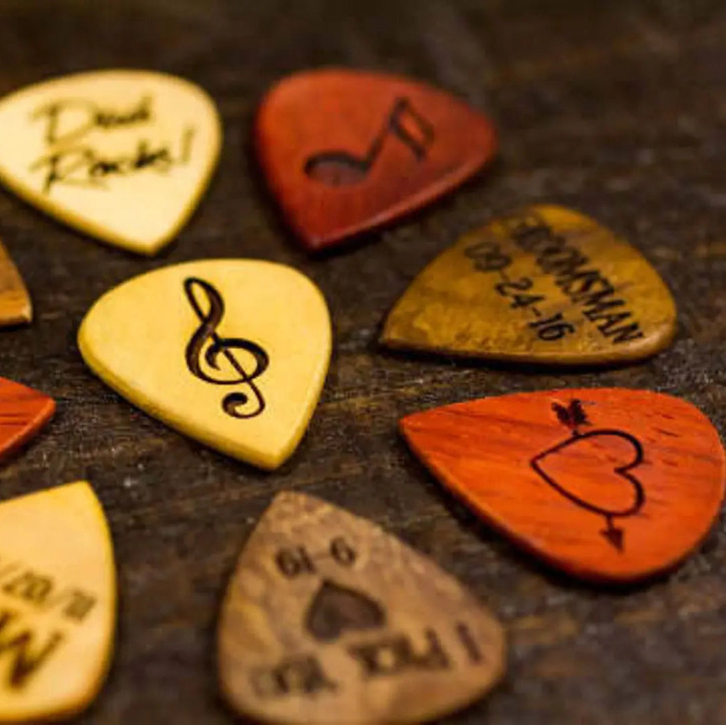 Engraved Wood Guitar Pick