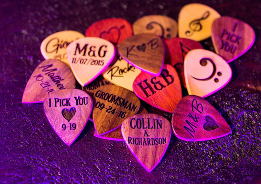 Engraved Wood Guitar Pick
