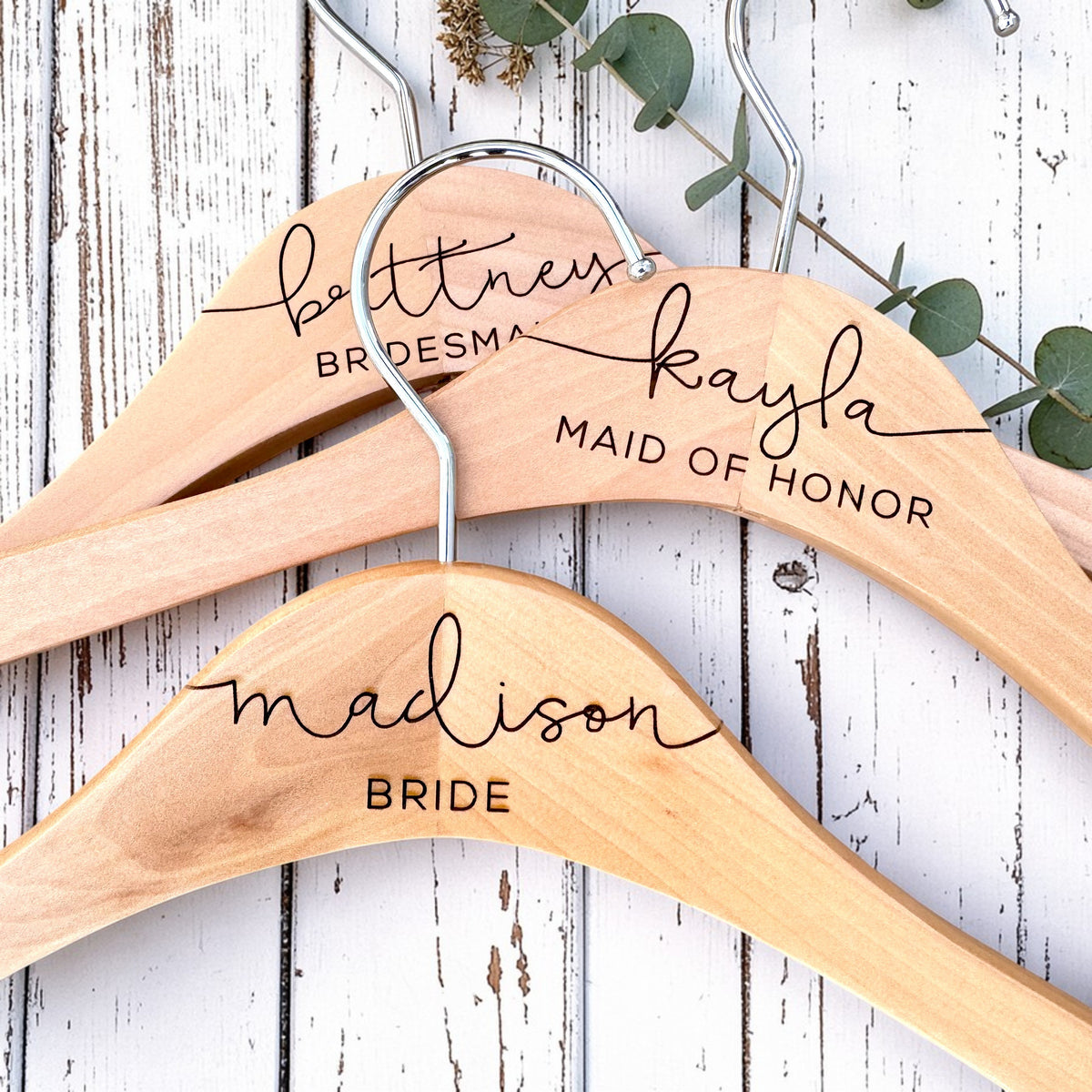 Engraved Wedding Dress Hanger — Personalized Bridal Party Gift