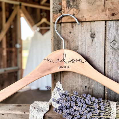 Engraved Wedding Dress Hanger — Personalized Bridal Party Gift