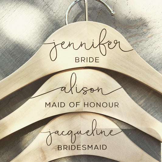 Engraved Wedding Dress Hanger — Personalized Bridal Party Gift
