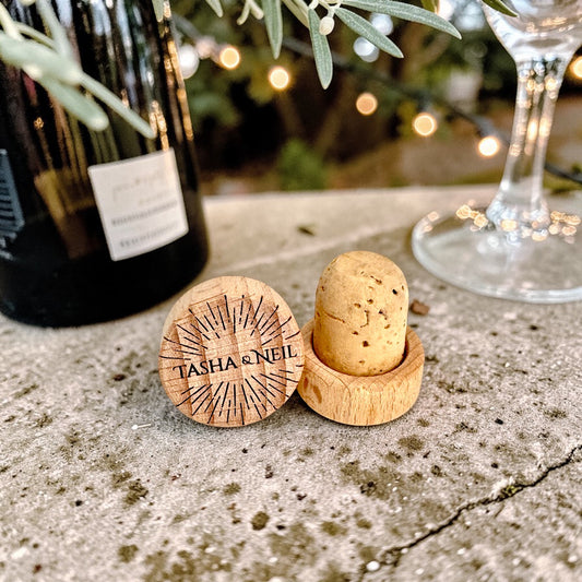 Wedding Wine Stopper - Name Burst